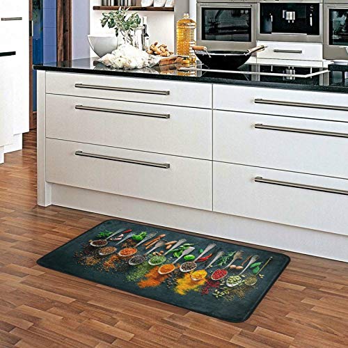 Cooking Herbs Spices Kitchen Rugs Kitchen Mat Bath Rug Floor Door Mats Non Slip Doormat Soft Runner Carpet Home Decor 39 X 20 Inch