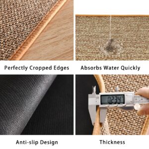 JMZNBF Twill Kitchen MAT Rugs and Mats Non Skid Washable Sets of 2 Floor for in Front Sink Heavy Duty Standing Countertop Fridge(Oats), 17*30+17*48