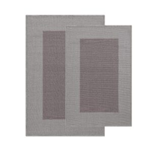 superior nylon kitchen mat set, small washable area rugs, non-slip backed rugs, low height easily slides under doors, neutral home decor, hardwood/tile floor accent rug, troy collection, grey