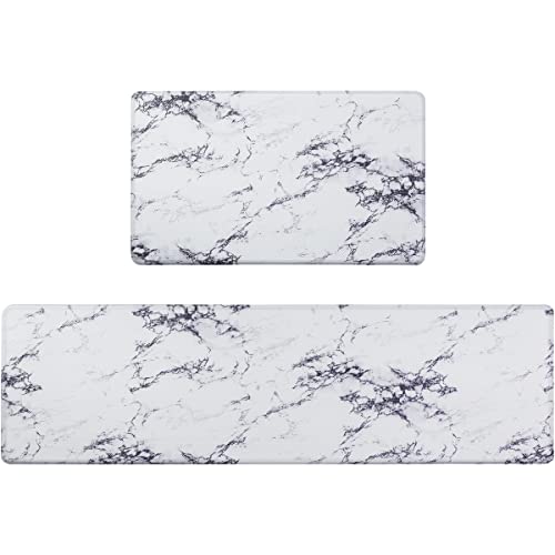 Asvin Kitchen Mat Set of 2 Pieces, Anti Fatigue Cushioned Kitchen Rug for Floor, Non-Slip PVC Waterproof Heavy Duty Sink Mat for Home, Office, Laundry, 17"x30"+17"x59"