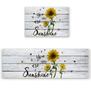 sodika kitchen rugs and mats non slip cushioned anti fatigue machine washable 2 pieces rug set kitchen mats for floor,sunflowers you are my sunshine (15.7"x23.6"+15.7"x47.2" inches)