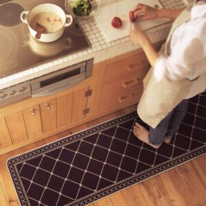 Carvapet 2 Pieces Non-Slip Rubber Back Kitchen Runner Set Floor Mats Bathroom Rug Doormat Runner, 18"x59"+18"x30", Home Cooking