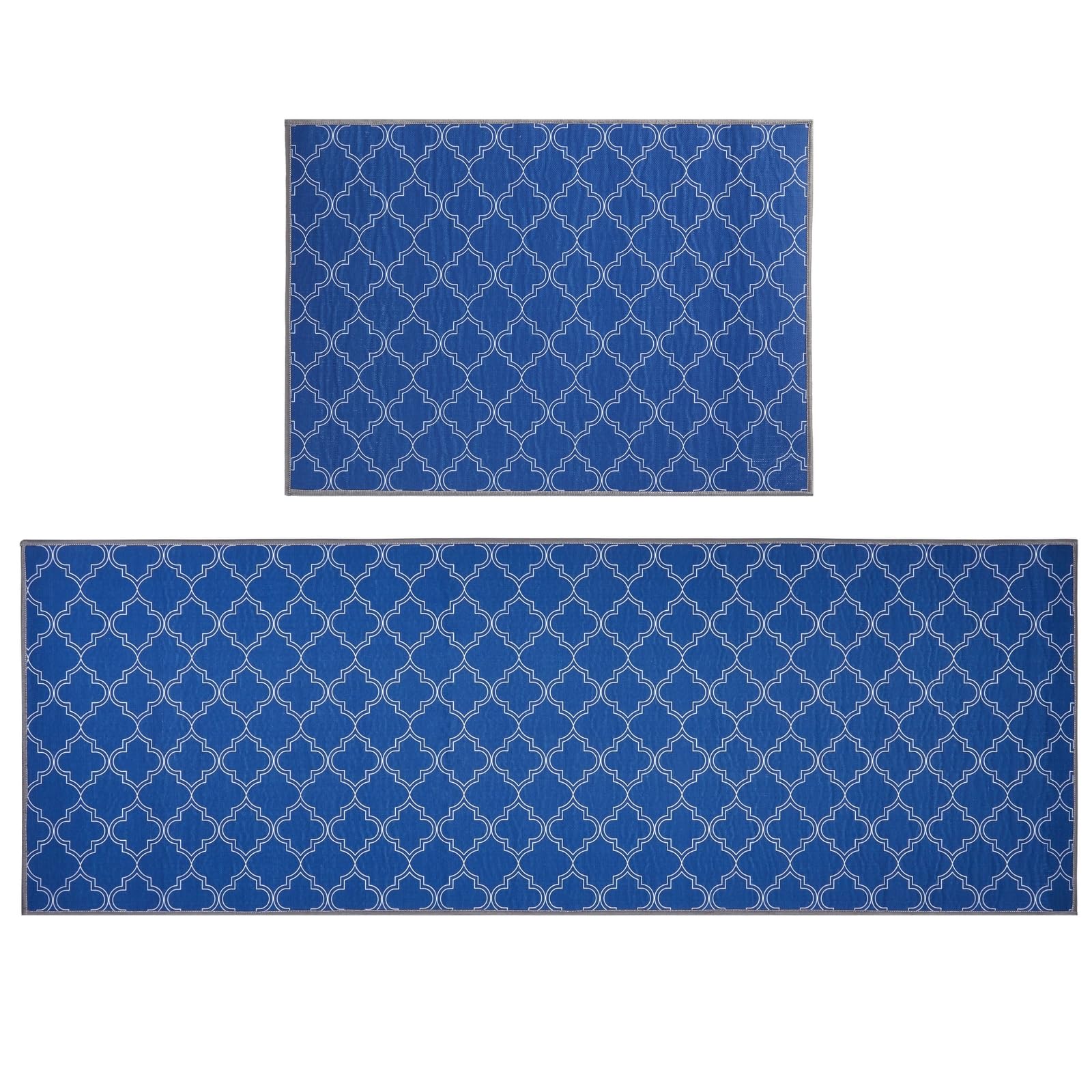 Okuna Outpost 2 Pack Navy Blue Kitchen Mats, Slip-Resistant Runner and Mat for Dining Room Floor, Sink, Laundry, Office (47.5 x 17 and 23.5 x 17 in)