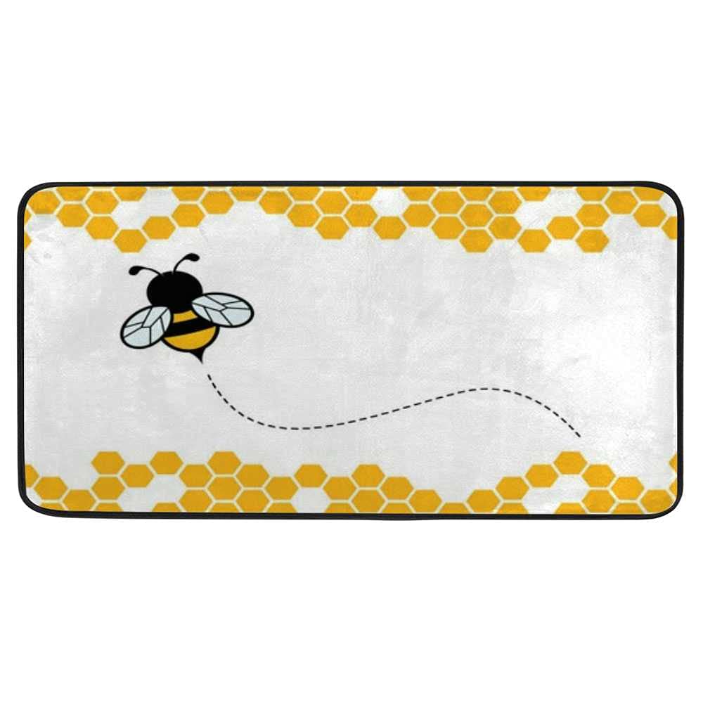 Long Kitchen Rugs Non Slip Washable Bath Mat Kitchen Runner Rug Honey Bumble Bee Hive Cute Cartoon Water Absorption Quick Drying Anti Fatigue Comfort Flooring Carpet 39 x 20 inch