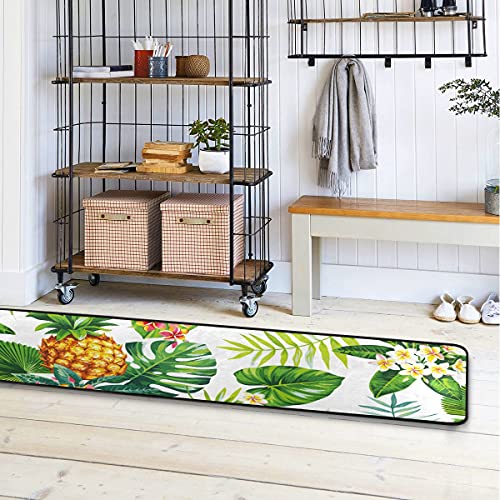 Tropical Pineapple Palm Leaf Runner Rug 72 x 24 Inch, Kitchen Rug Non-Slip Doormat Bath Mat Area Rug Carpet for Kitchen Living Bedroom