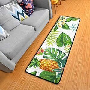 tropical pineapple palm leaf runner rug 72 x 24 inch, kitchen rug non-slip doormat bath mat area rug carpet for kitchen living bedroom