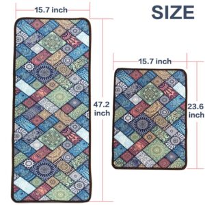 LEEBEI Kitchen Rugs Floor Mat Kitchen Mats Set Non-Slip Washable,Indoor Doormats Area Rugs for Kitchen Bedroom Bathroom Carpet (15.7×23.6 inch +15.7×47.2 inch, New-Bosi)