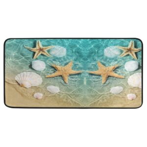 starfish and seashell on the summer beach kitchen mat rugs cushioned chef soft non-slip floor mats washable doormat bathroom runner area rug carpet