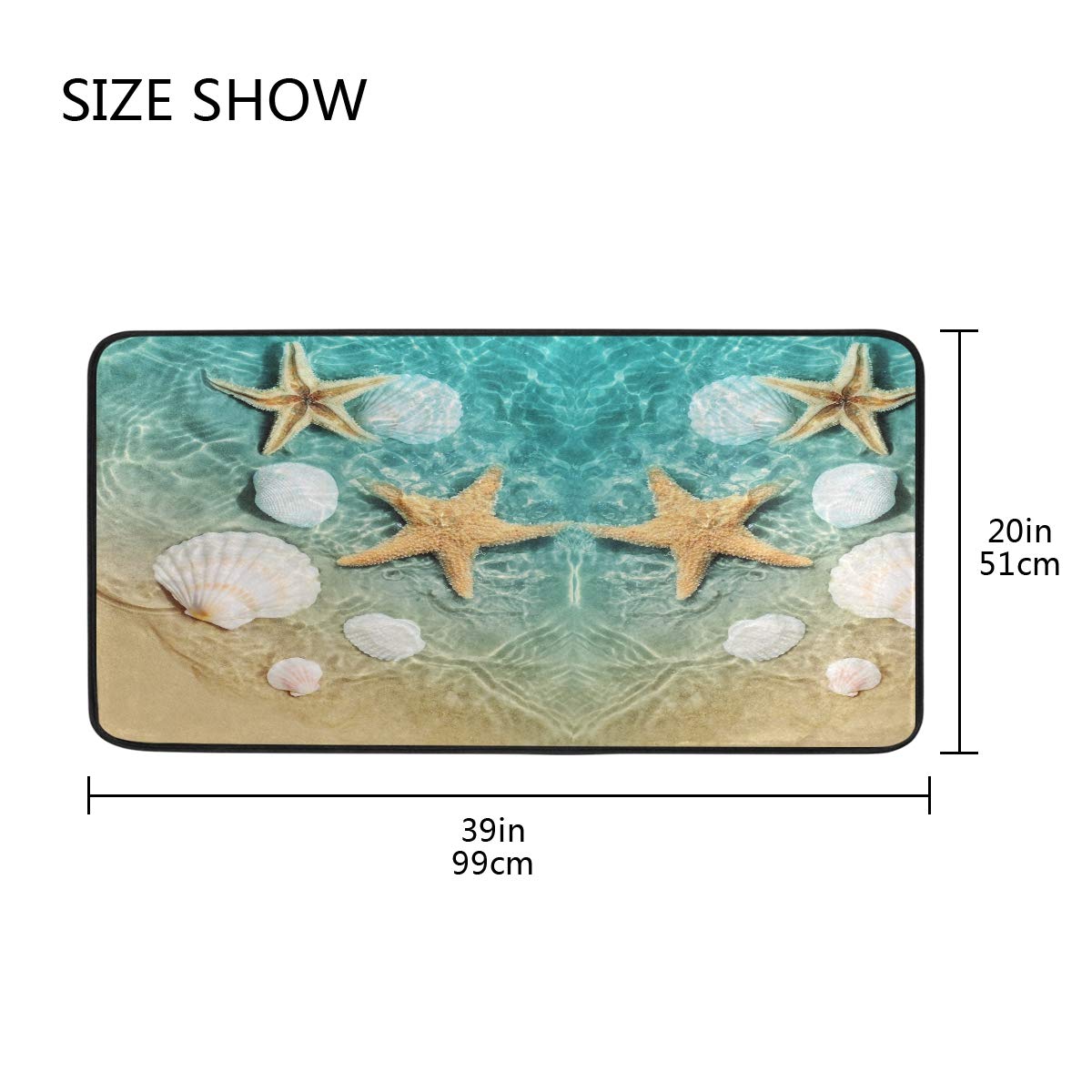 Starfish and Seashell On The Summer Beach Kitchen Mat Rugs Cushioned Chef Soft Non-Slip Floor Mats Washable Doormat Bathroom Runner Area Rug Carpet