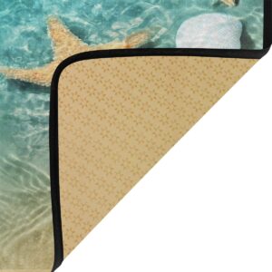 Starfish and Seashell On The Summer Beach Kitchen Mat Rugs Cushioned Chef Soft Non-Slip Floor Mats Washable Doormat Bathroom Runner Area Rug Carpet