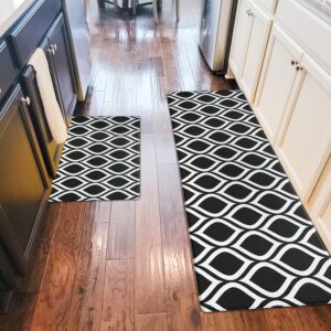 uphteh anti fatigue kitchen mats for floor 2 piece set,17.32 * 28.74 and 17.32 * 46.25,non slip waterproof kitchen mats and rugs,for kitchen,home,office,sink,laundry room (black)