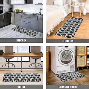 UPHTEH Anti Fatigue Kitchen Mats for Floor 2 Piece Set,17.32 * 28.74 and 17.32 * 46.25,Non Slip Waterproof Kitchen Mats and Rugs,for Kitchen,Home,Office,Sink,Laundry Room (Black)