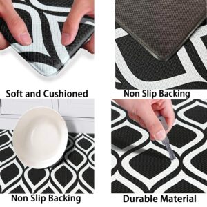 UPHTEH Anti Fatigue Kitchen Mats for Floor 2 Piece Set,17.32 * 28.74 and 17.32 * 46.25,Non Slip Waterproof Kitchen Mats and Rugs,for Kitchen,Home,Office,Sink,Laundry Room (Black)