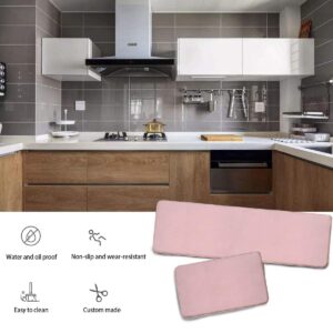 Midetoy Kitchen Rugs and Mats Set Light Pink Anti Fatigue Kitchen Rug Non Slip Floor Rugs Indoor Outdoor 17"X48"+17"X24"