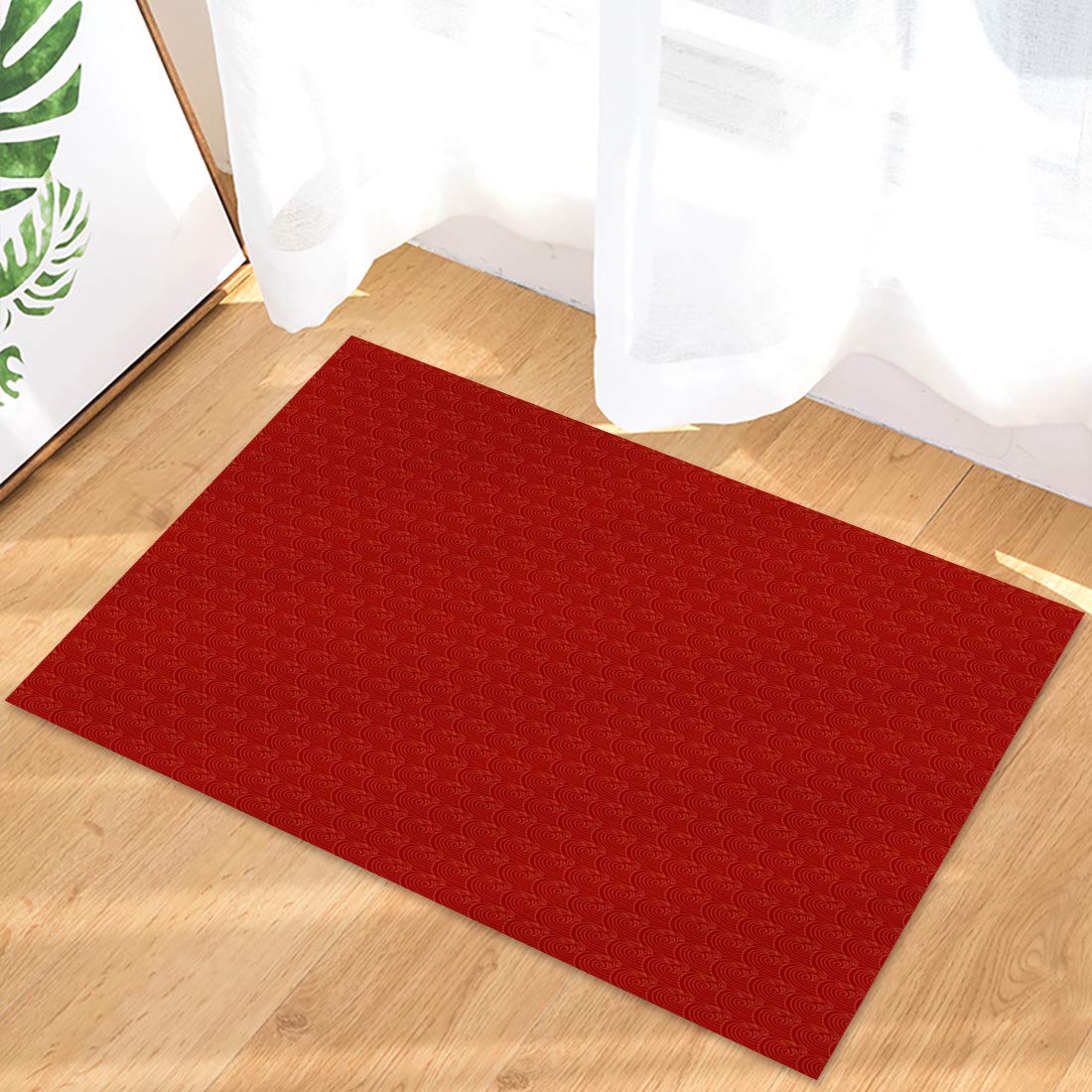 Door Mat for Bedroom Decor, red Waves Floor Mats, Holiday Rugs for Living Room, Absorbent Non-Slip Bathroom Rugs Home Decor Kitchen Mat Area Rug 18x30 Inch