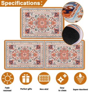 OBUSATT Boho Anti Fatigue Kitchen Rug and Mat Non-Slip Washable Boho Farmhouse Mats, Waterproof, Easy Clean Thick Kitchen Mat Set for Home, Office, Sink, Laundry Floor