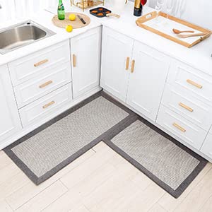 What-Essentials: Waterproof Machine Washable Kitchen Mat. Non-Skid Kitchen Mat. for in Front of Stove and Sink. Two Piece Combo Set. Anti-Fatigue Mat. Easy to Clean Rug. Stain Resistant Kitchen mat