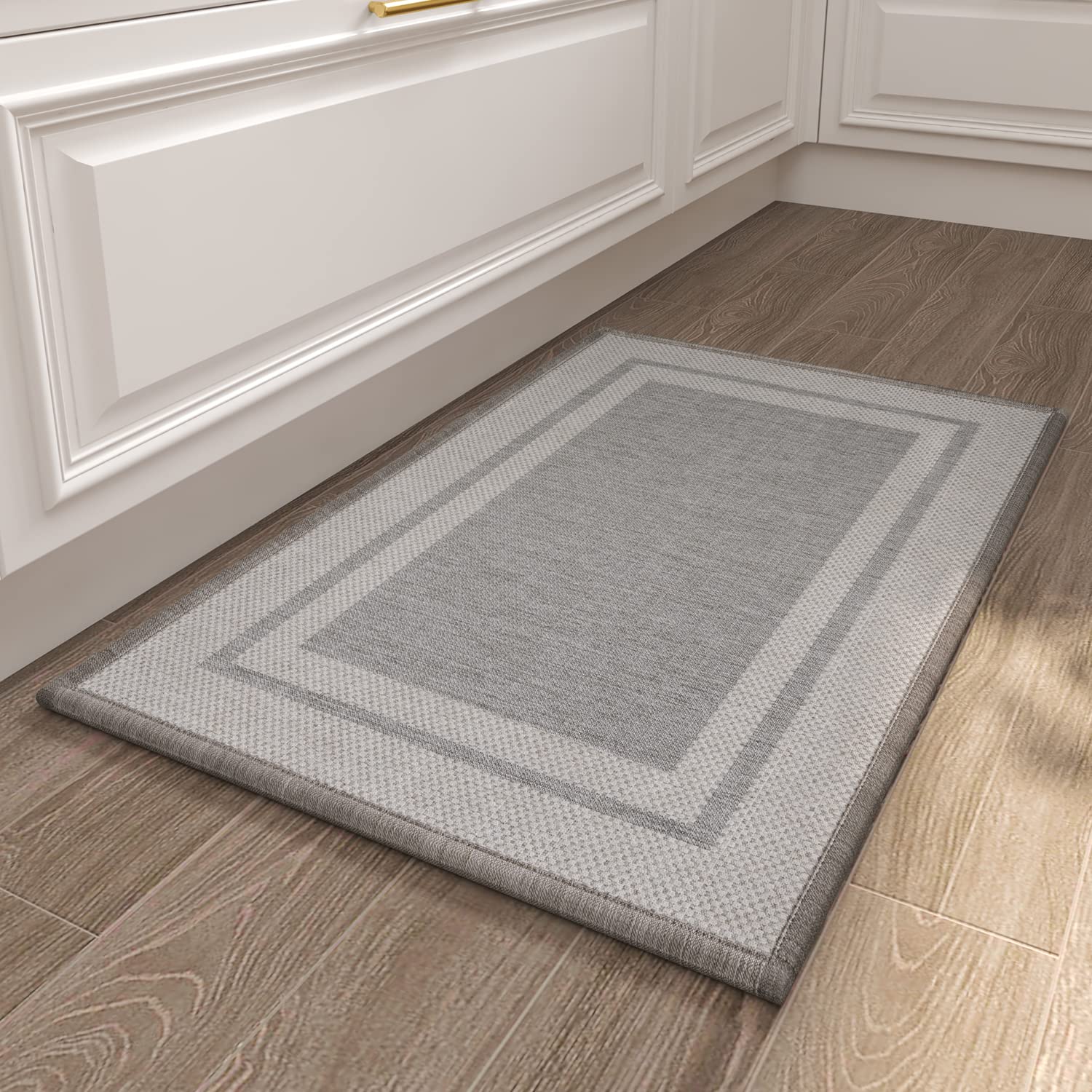 PADOOR Kitchen-Rugs Washable, Rubber Backing Non-Slip Kitchen Mat,Absorbent Kitchen Floor Mats in Front of Sink, Kitchen Mats for Floor Grey 17"x32"