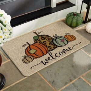 Artoid Mode Home Sweet Home Gnome Pumpkin Decorative Kitchen Mats Set of 2, The Kitchen is The Heart of The Home Seasonal Fall Holiday Party Vintage Low-Profile Floor Mat - 17x29 and 17x47 Inch