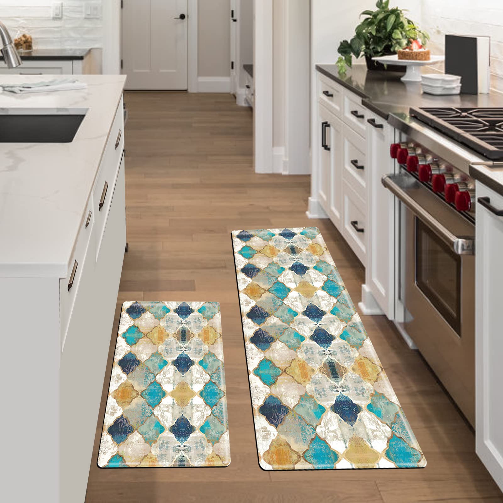 Sofort Kitchen Rugs Set, Cushioned Anti-Fatigue Kitchen Mats for Floor, Comfort Kitchen Rugs and Mats, Non-Slip Waterproof Standing Mat for Kitchen, Laundry, Sink, Office