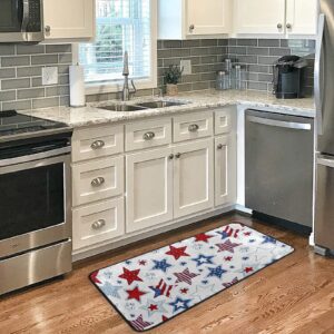 SLHKPNS 4th of July Patriotic Kitchen Rugs,American Flag Rug Non-Slip Kitchen Mat Comfort Runner Doormat 39x20 Inch Soft Floor Mat for Home Decor