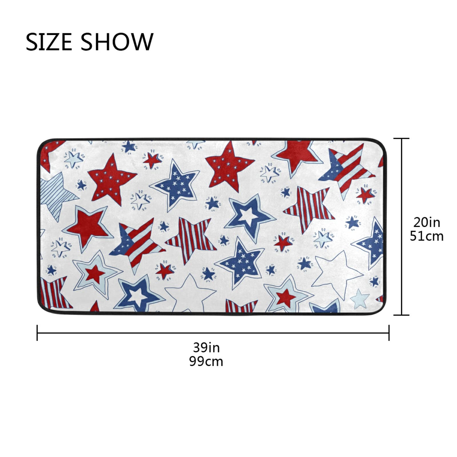 SLHKPNS 4th of July Patriotic Kitchen Rugs,American Flag Rug Non-Slip Kitchen Mat Comfort Runner Doormat 39x20 Inch Soft Floor Mat for Home Decor