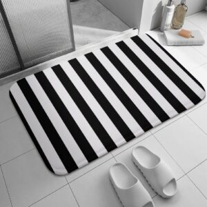 apular black white stripes bath rugs absorbent non slip door mats soft carpet washable doormat for kitchen bathroom entry way decor accessories 16x24 inch