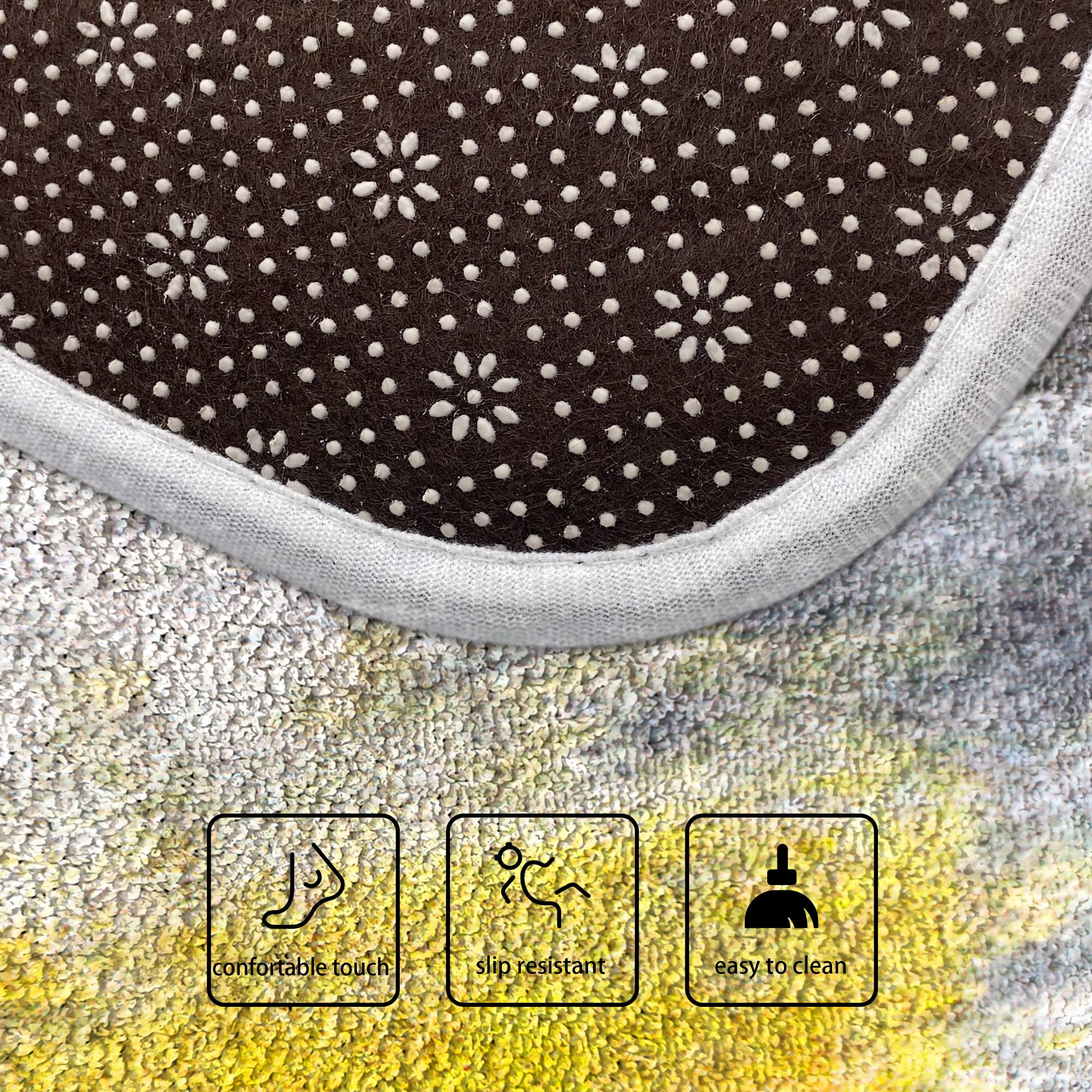 Subently 2PCS Yellow Ombre Kitchen Rugs Abstract Floor Runner Yellow and Gray Non-Slip Area Carpets Mustard Grunge Kitchen Mat Set for Farmhouse Bathroom Laundry 16" x 47"