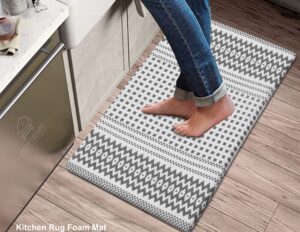 kitchen mat cushioned anti-fatigue kitchen rug, waterproof non-slip kitchen mats and rugs heavy duty comfort foam rug for kitchen, floor home, office, sink, laundry (grey box, 18''x30'')