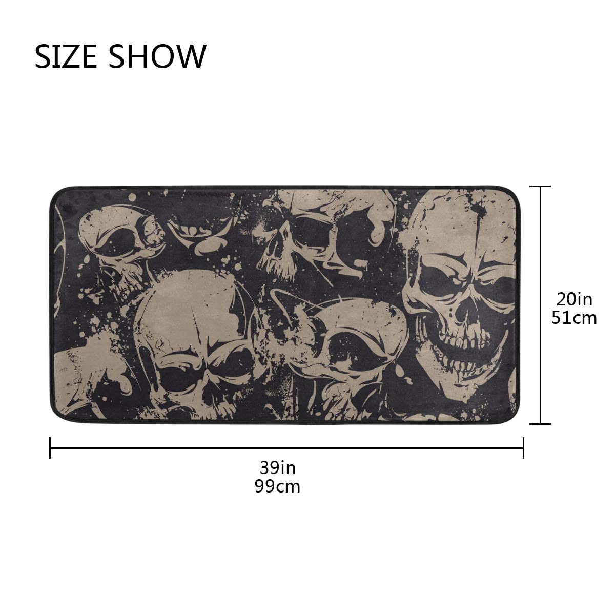 Moudou Skull Kitchen Rug Non-Slip Soft Kitchen Floor Mat Bathroom Rug Doormat Carpet 39 x 20 Inch