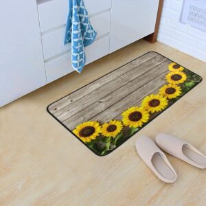 Sunflowers On Board Design Non-Slip Soft Kitchen Mats Bath Rug Runner Doormats Carpet for Home Decor, 39" X 20"