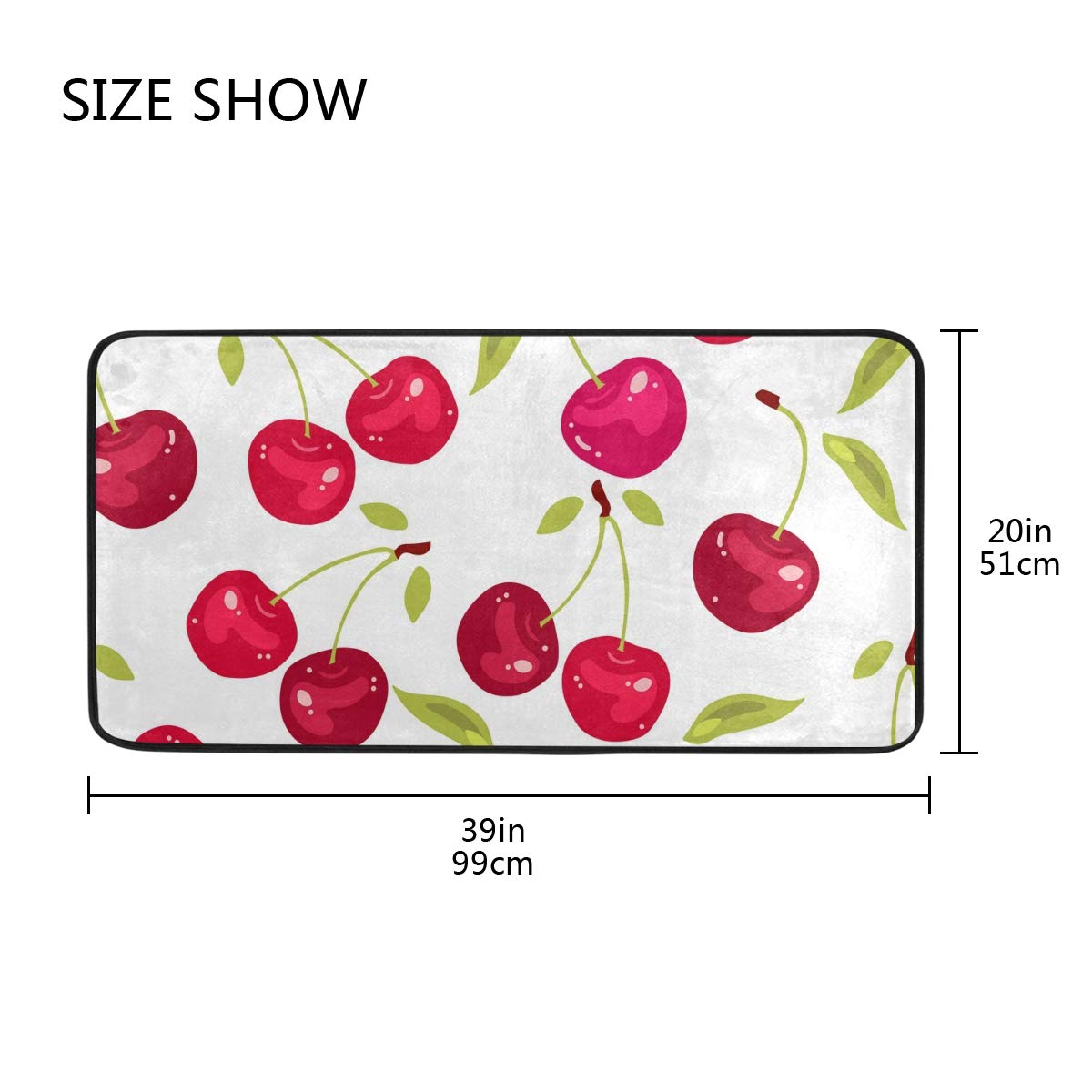 ZZAEO Seamless Pattern With Cherry Berries Kitchen Floor Mat Non Skid Area Rug Absorbent Soft Comfort Standing Mat Home Decor - 39 x 20 Inch