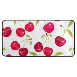 zzaeo seamless pattern with cherry berries kitchen floor mat non skid area rug absorbent soft comfort standing mat home decor - 39 x 20 inch
