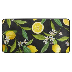 blueangle lemon flower pattern professional grade anti-fatigue kitchen & office comfort mat, 20x39, non-slip bottom