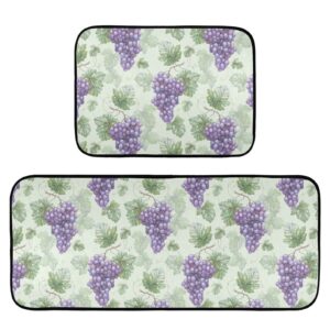 alaza grapes purple kitchen mat set 2piece,super absorbent kitchen rugs mats non slip waterproof easy clean carpets rugs for kitchen floor sink laundry runner area rug carpet