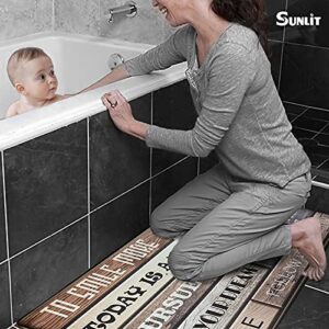 Sunlit Set of 2 Anti Fatigue Kitchen Floor Mat(Size 28"x17"&47"x17"), Non Slip Waterproof Comfort Standing Mat, Thick Cushioned Anti Fatigue Kitchen Rug Runner, Brown Motivational Inspirational Quotes