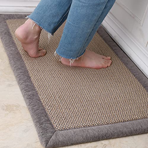 qianyingmeng Kitchen Mat,Kitchen Rugs Non Skid,Anti Fatigue Mats for Kitchen Floor,Kitchen Sink Mats,Kitchen Rugs Washable,Farmhouse Kitchen Rugs,Kitchen Mat Cushioned (W20xL31.5 +W20xL47, Grey)