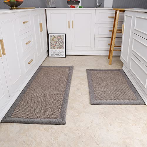 qianyingmeng Kitchen Mat,Kitchen Rugs Non Skid,Anti Fatigue Mats for Kitchen Floor,Kitchen Sink Mats,Kitchen Rugs Washable,Farmhouse Kitchen Rugs,Kitchen Mat Cushioned (W20xL31.5 +W20xL47, Grey)