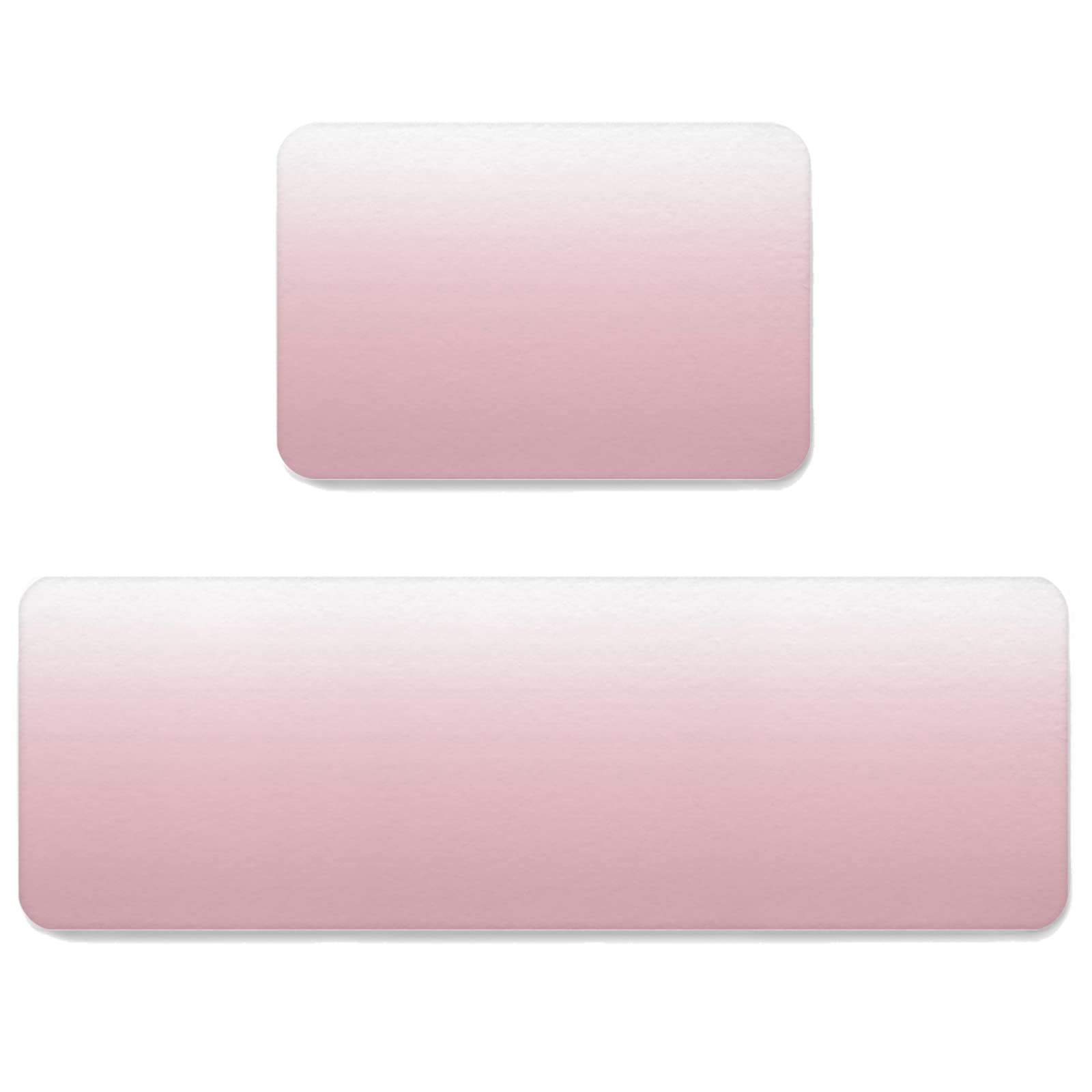 Ombre Kitchen Mats 2 Pieces Non Slip Runner Rug Set Pink and White Gradient Color Print Kitchen Rugs Washable Comfort Standing Floor Mat for Kitchen, Sink, Office, 15.7"x23.6"+15.7"x47.2"