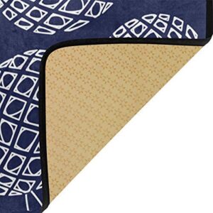 Kitchen Rugs Pineapple Fruit Navy Blue Design Non-Slip Soft Kitchen Mats Bath Rug Runner Doormats Carpet for Home Decor, 39" X 20"