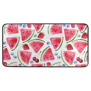 AGONA Anti Fatigue Kitchen Mat Summer Fruits Watermelon Strawberry Cherry Kitchen Floor Mat Soft Standing Mats Non Slip Kitchen Rugs Bath Rug Runner Carpet for Home Decor Indoor Outdoor