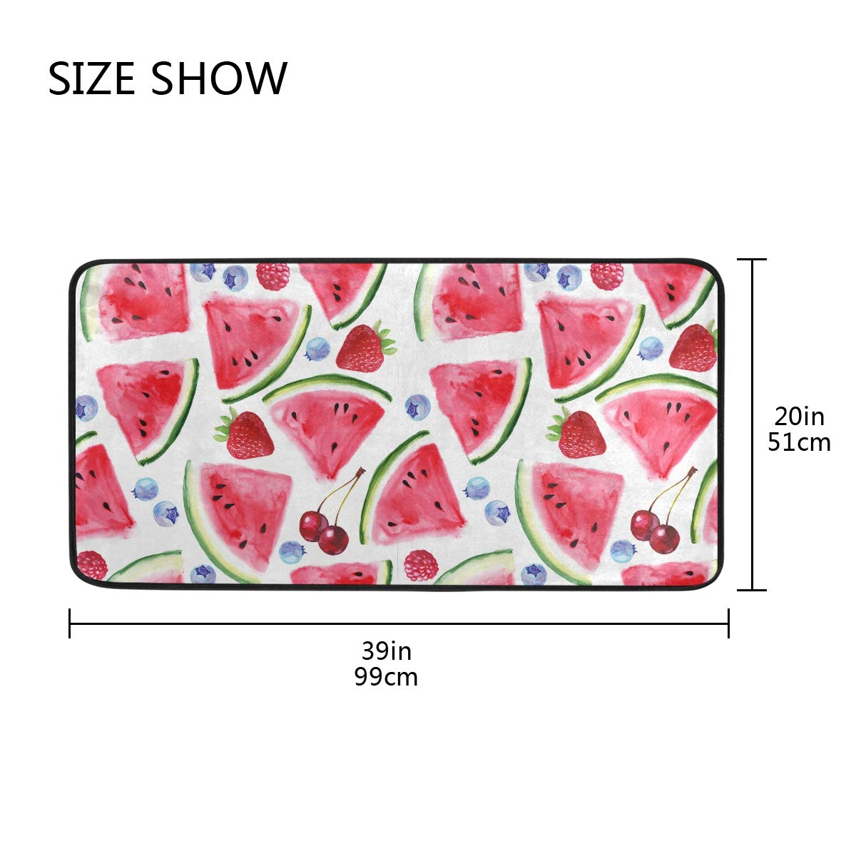 AGONA Anti Fatigue Kitchen Mat Summer Fruits Watermelon Strawberry Cherry Kitchen Floor Mat Soft Standing Mats Non Slip Kitchen Rugs Bath Rug Runner Carpet for Home Decor Indoor Outdoor