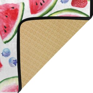 AGONA Anti Fatigue Kitchen Mat Summer Fruits Watermelon Strawberry Cherry Kitchen Floor Mat Soft Standing Mats Non Slip Kitchen Rugs Bath Rug Runner Carpet for Home Decor Indoor Outdoor