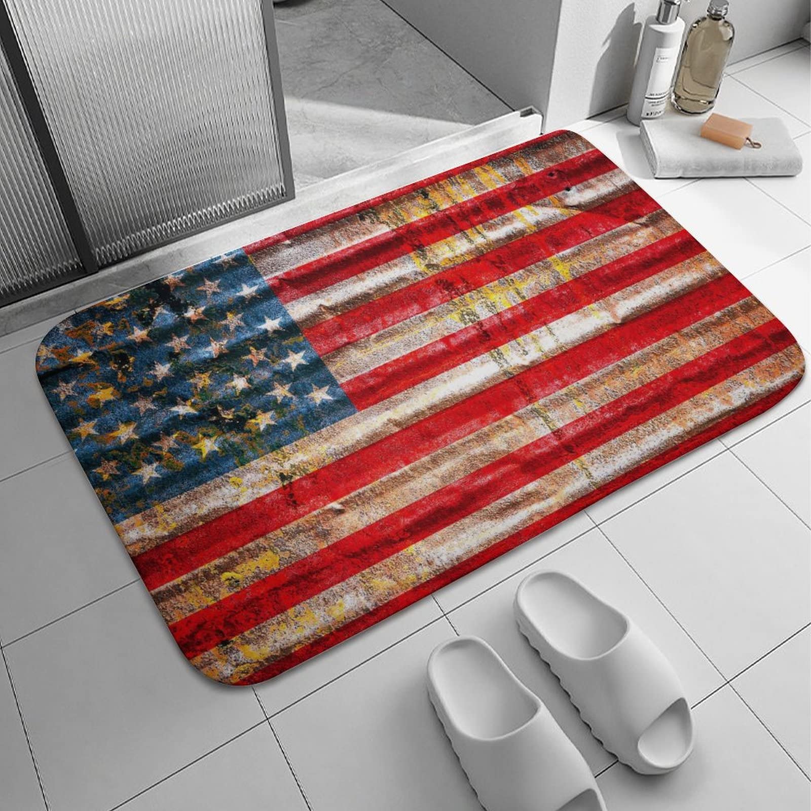 apular American Flag Retro Bath Rugs Absorbent Non Slip Door Mats Soft Carpet Washable Doormat for Kitchen Bathroom Entry Way Decor Accessories 16x24 Inch