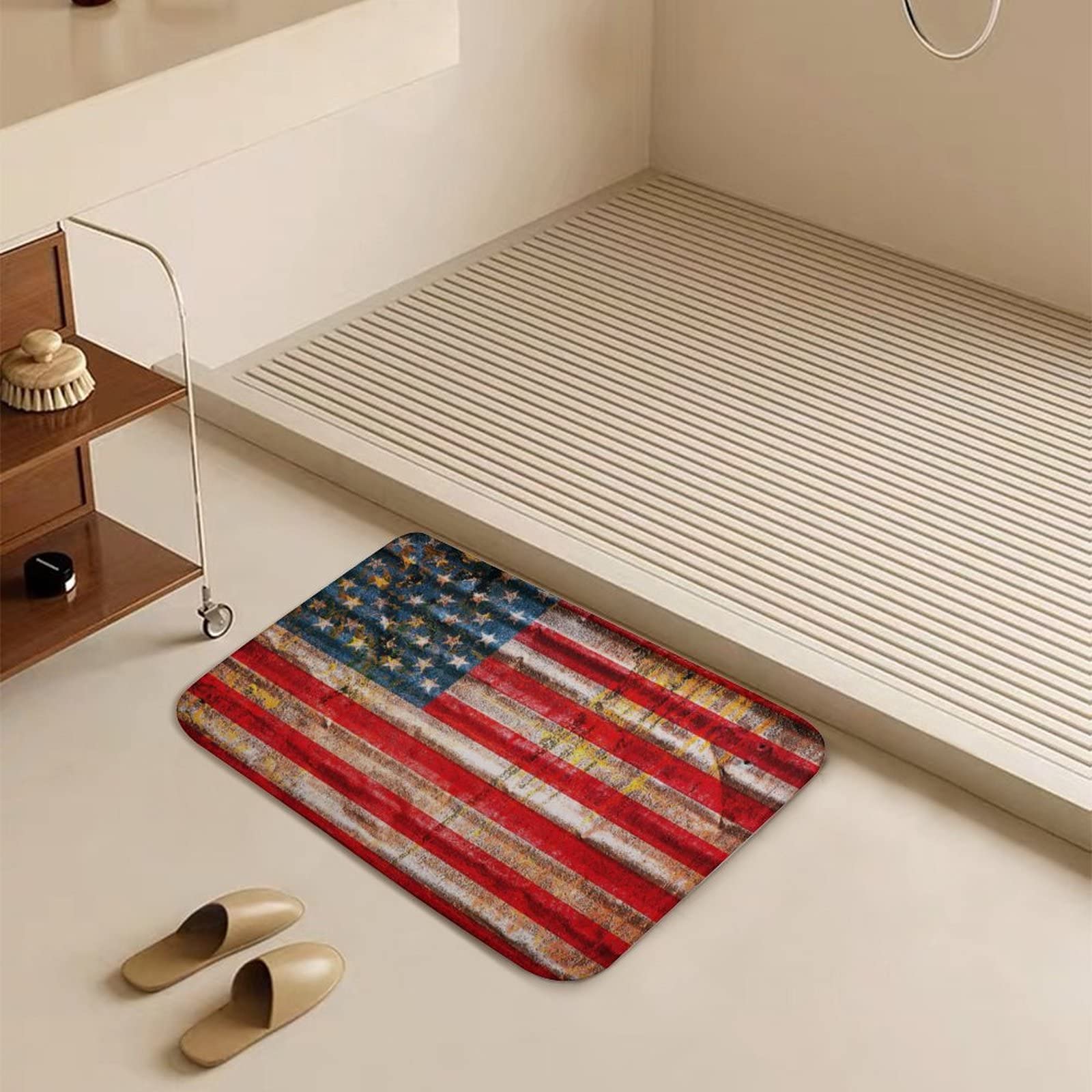 apular American Flag Retro Bath Rugs Absorbent Non Slip Door Mats Soft Carpet Washable Doormat for Kitchen Bathroom Entry Way Decor Accessories 16x24 Inch