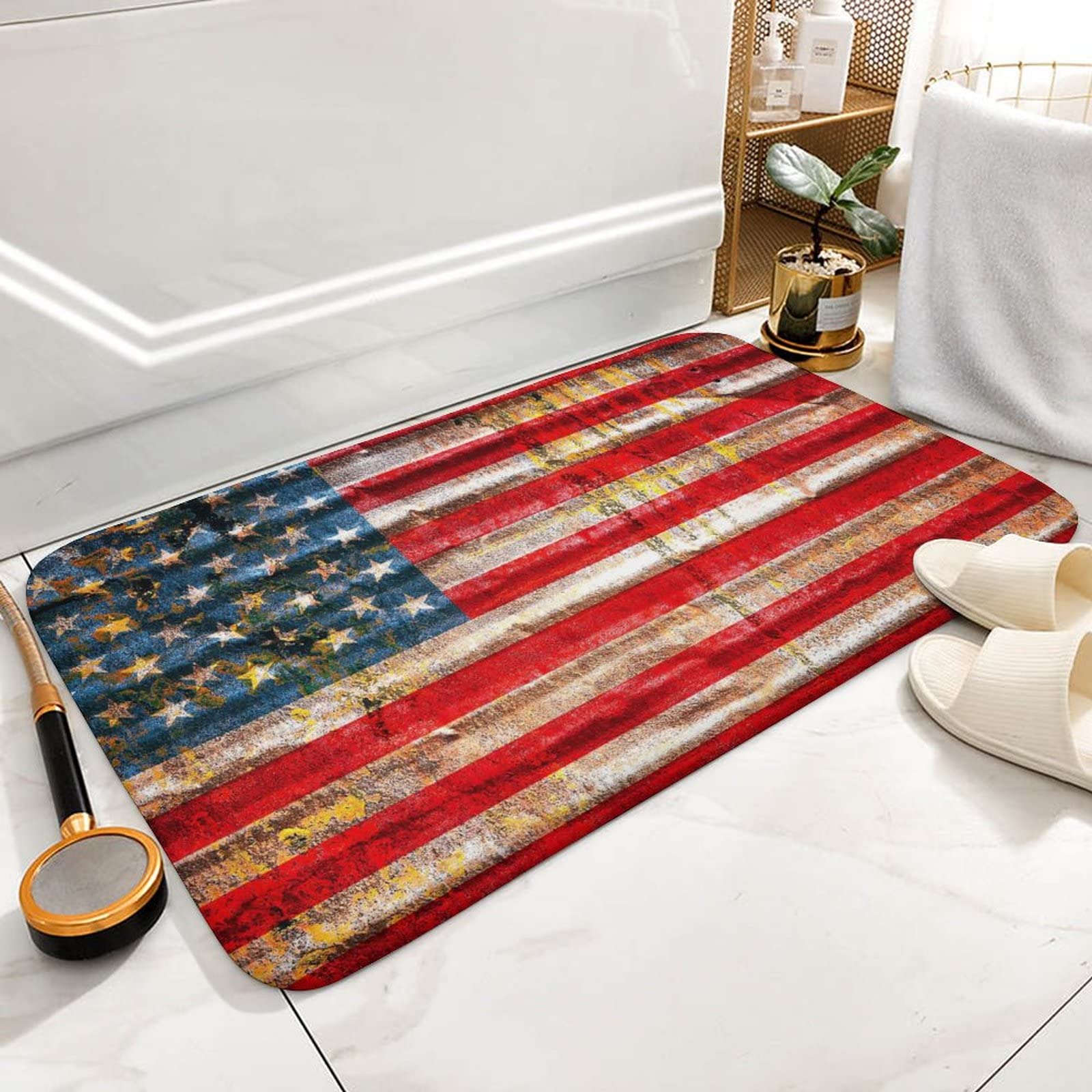 apular American Flag Retro Bath Rugs Absorbent Non Slip Door Mats Soft Carpet Washable Doormat for Kitchen Bathroom Entry Way Decor Accessories 16x24 Inch