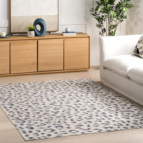 nuLOOM Mason Machine Washable Contemporary Leopard Print Area Rug, 4' x 6', Grey, Rectangular, 0.1" Thick