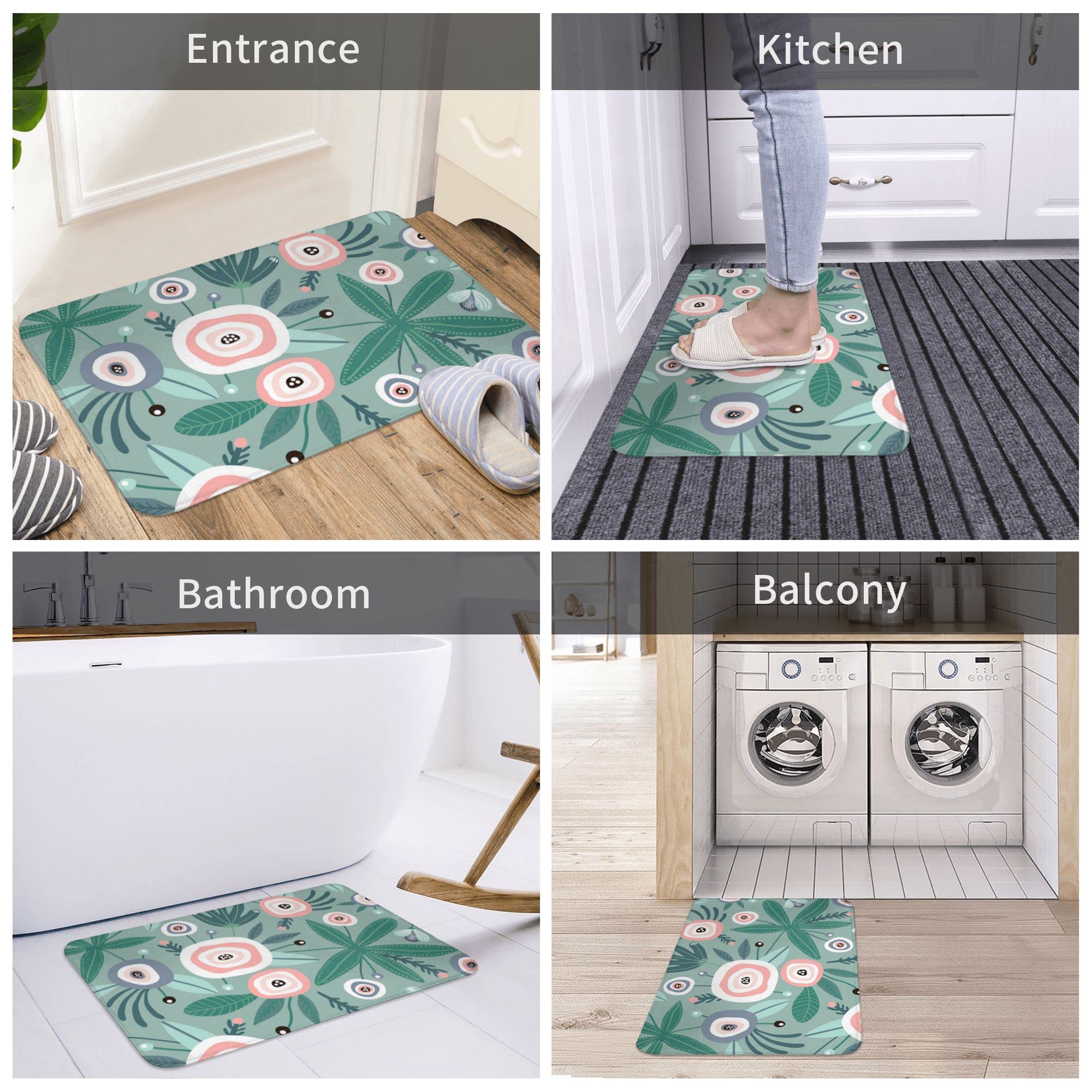 Coffee Gnomes Indoor Doormat Bath Rugs Non Slip, Washable Cover Floor Rug Absorbent Carpets Floor Mat Home Decor for Kitchen Bathroom Bedroom FUUNY Dwarf on Coffee Cup Buffalo Check Plaid 16x24in