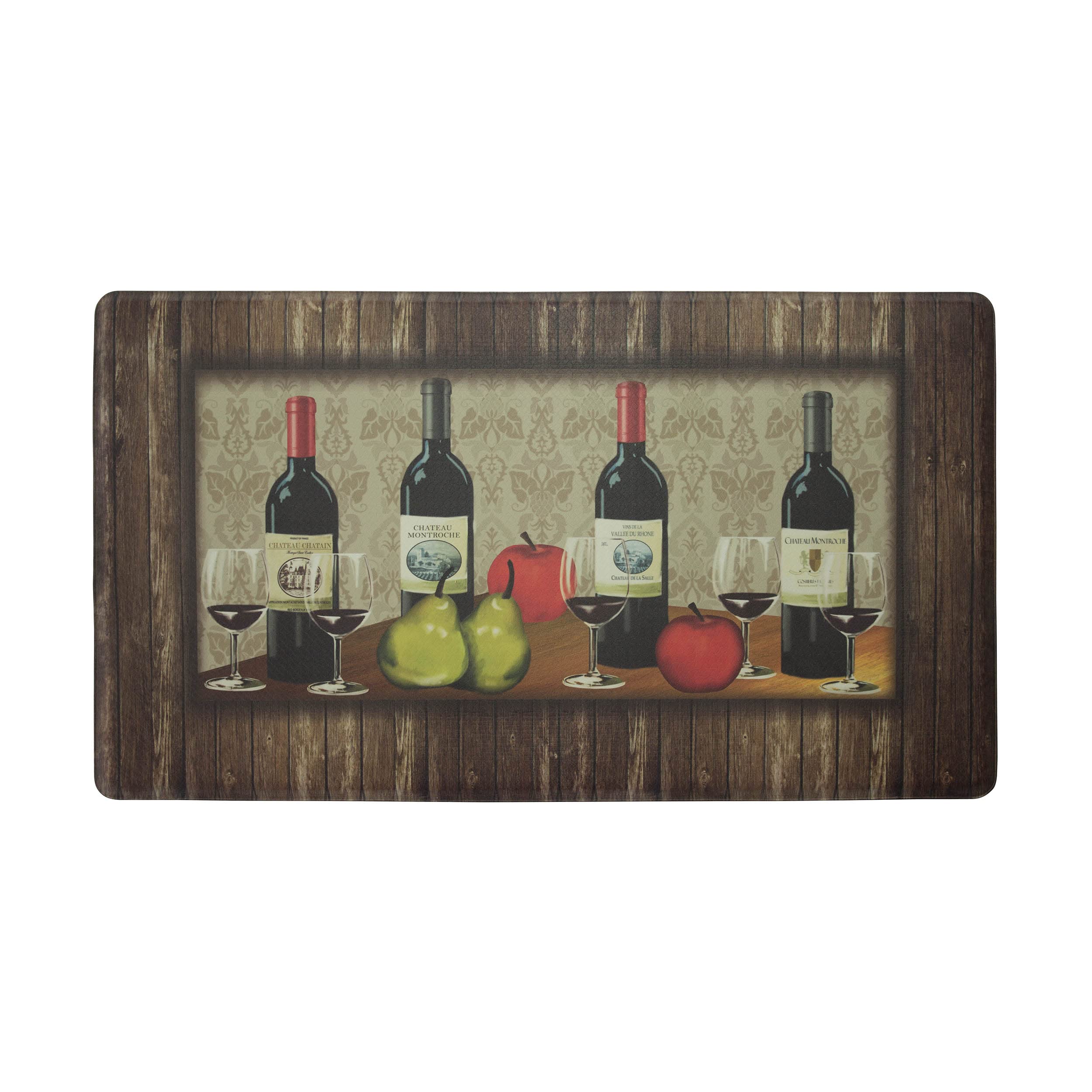 Chef Gear - Anti-Fatigue Kitchen Mat, Novelty Design, Cushioned Comfort Chef Mat, Standing Relief & Support| Skid-Resistant, Measures 18" x 30", Sophisticated Wine Design