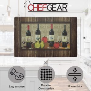 Chef Gear - Anti-Fatigue Kitchen Mat, Novelty Design, Cushioned Comfort Chef Mat, Standing Relief & Support| Skid-Resistant, Measures 18" x 30", Sophisticated Wine Design